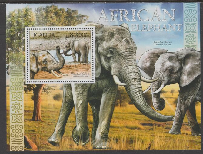 Uganda 2012 African Elephants perf souvenir sheet  containing 1 value unmounted mint.t., stamps on , stamps on  stamps on elephants