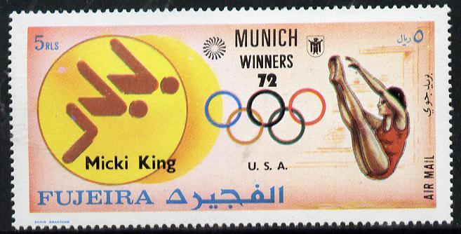 Fujeira 1972 Diving (Micki King) from Olympic Winners set of 25 (Mi 1453) unmounted mint, stamps on diving