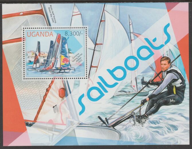 Uganda 2012 Sailboats perf souvenir sheet  containing 1 value unmounted mint.t.., stamps on transport, stamps on sailboats, stamps on yachts