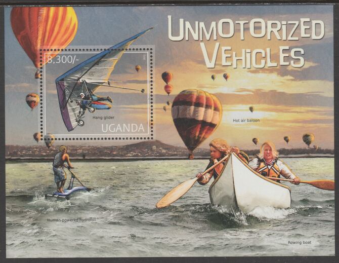 Uganda 2012 Unmotorized Vehicles perf souvenir sheet  containing 1 value unmounted mint.t.., stamps on transport, stamps on camoes, stamps on balloons