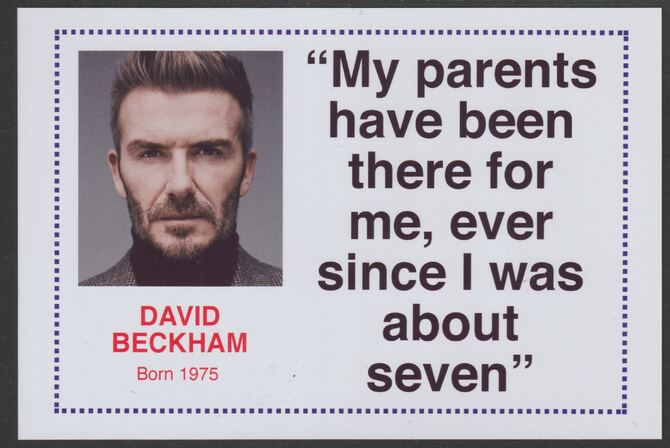 Famous Quotations - David Beckham on 6x4 in (150 x 100 mm) glossy card, unused and fine, stamps on personalities, stamps on football