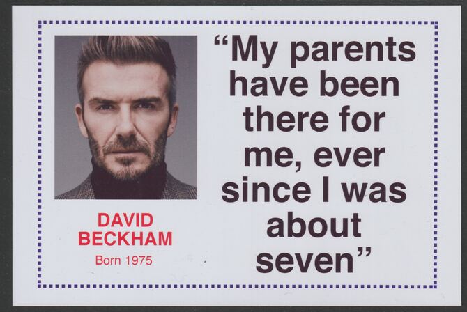 Famous Quotations - David Beckham on 6x4 in (150 x 100 mm) glossy card, unused and fine, stamps on , stamps on  stamps on personalities, stamps on  stamps on football