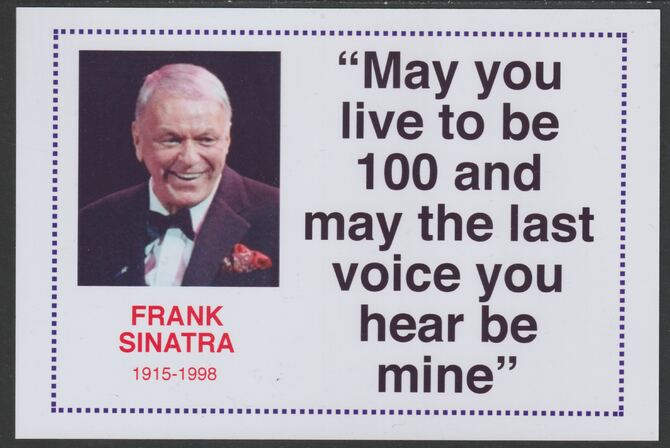 Famous Quotations - Frank Sinatra on 6x4 in (150 x 100 mm) glossy card, unused and fine, stamps on personalities, stamps on films, stamps on cinema, stamps on movies.sinatra, stamps on music