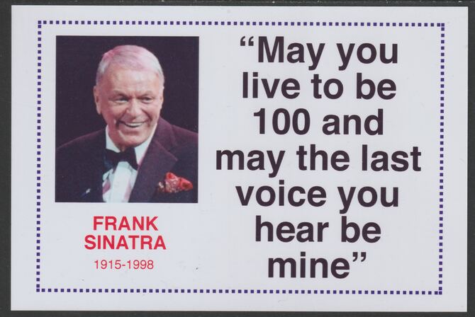 Famous Quotations - Frank Sinatra on 6x4 in (150 x 100 mm) glossy card, unused and fine, stamps on , stamps on  stamps on personalities, stamps on  stamps on films, stamps on  stamps on cinema, stamps on  stamps on movies.sinatra, stamps on  stamps on music