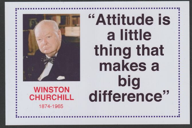 Famous Quotations - Winston Churchill on 6x4 in (150 x 100 mm) glossy card, unused and fine, stamps on personalities, stamps on churchill, stamps on constitutions