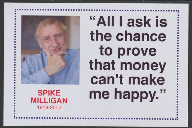 Famous Quotations - Spike Milligan on 6x4 in (150 x 100 mm) glossy card, unused and fine, stamps on personalities, stamps on comedy