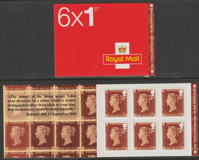 Great Britain 2015 175th Anniversary of the Penny Red Booklet with 6 x 1st class stamps SG PM16, stamps on stamp on stamp, stamps on  qv , stamps on 