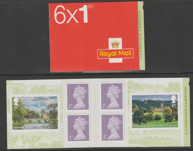 Great Britain 2016 Landscape Gardens Booklet with 4 x 1st class definitives plus 2 x Gardens stamps SG PM53, stamps on gardens, stamps on landscapes