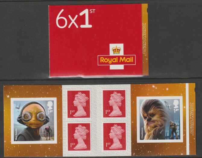 Great Britain 2017 Star Wars Booklet with 4 x 1st class definitives plus 2 x Starwars stamps SG PM57, stamps on , stamps on  stamps on films, stamps on  stamps on movies, stamps on  stamps on sci-fi, stamps on  stamps on cinema