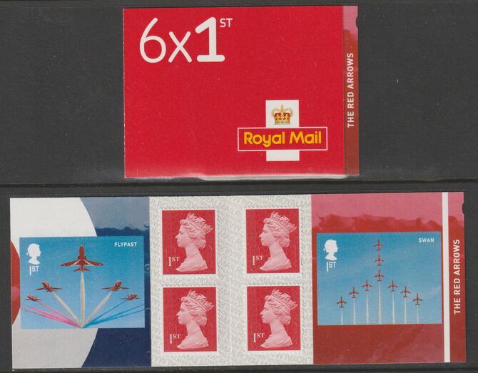 Great Britain 2018 The Red Arrows Booklet with 4 x 1st class definitives plus 2 x Red Arrows Display stamps SG PM60, stamps on , stamps on  stamps on aviation, stamps on  stamps on  raf , stamps on  stamps on red arrows, stamps on  stamps on jets