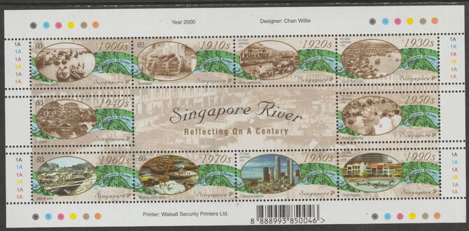 Singapore 2008 A Century on Singapore River perf sheetlet containing 10 values unmounted mint, SG1045-54, stamps on rivers