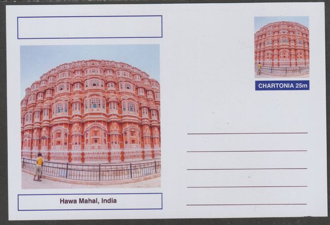 Chartonia (Fantasy) Landmarks - Hawa Mahal, India postal stationery card unused and fine, stamps on , stamps on  stamps on tourism, stamps on  stamps on architecture