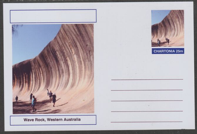 Chartonia (Fantasy) Landmarks - Wave Rock, Western Australia postal stationery card unused and fine, stamps on tourism, stamps on 