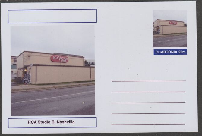 Chartonia (Fantasy) Landmarks - RCA Studio B, Nashville postal stationery card unused and fine, stamps on , stamps on  stamps on tourism, stamps on  stamps on music, stamps on  stamps on country