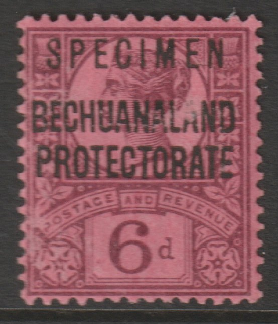 Bechuanaland 1902 Overprint on  GB 6d Jubilee overprinted SPECIMEN with gum and only about 750 produced SG 65s, stamps on specimens