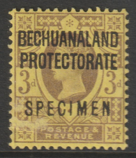 Bechuanaland 1902 Overprint on  GB 3d Jubilee overprinted SPECIMEN with gum and only about 750 produced SG 63s, stamps on specimens