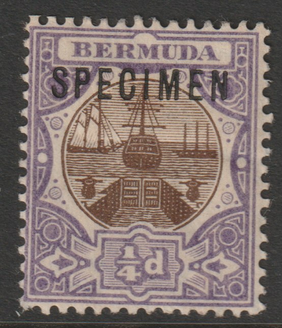 Bermuda 1906 Dry Dock 1/4d overprinted SPECIMEN fine with gum only about 400 produced SG 34s, stamps on , stamps on  stamps on specimens
