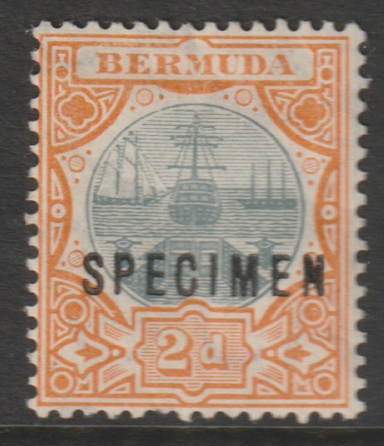 Bermuda 1906 Dry Dock 2d overprinted SPECIMEN fine with gum only about 400 produced SG 39s, stamps on , stamps on  stamps on specimens