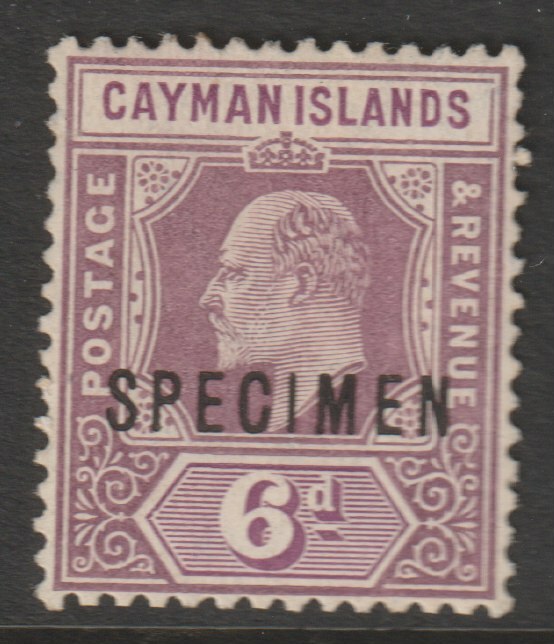 Cayman Islands 1907 KE7 Key Plate MCA 6d purple & violet overprinted SPECIMEN with gum and only about 400 produced SG 30s, stamps on specimens