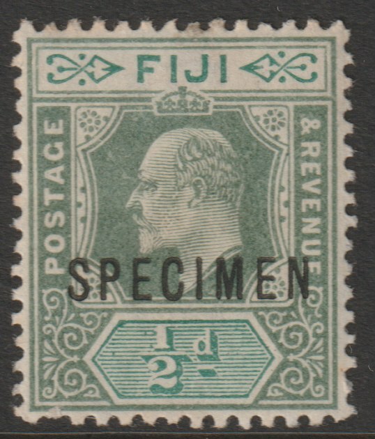 Fiji 1903 KE7 Key Plate Crown CA 1/2d overprinted SPECIMEN with gum and only about 750 produced SG 104s, stamps on specimens