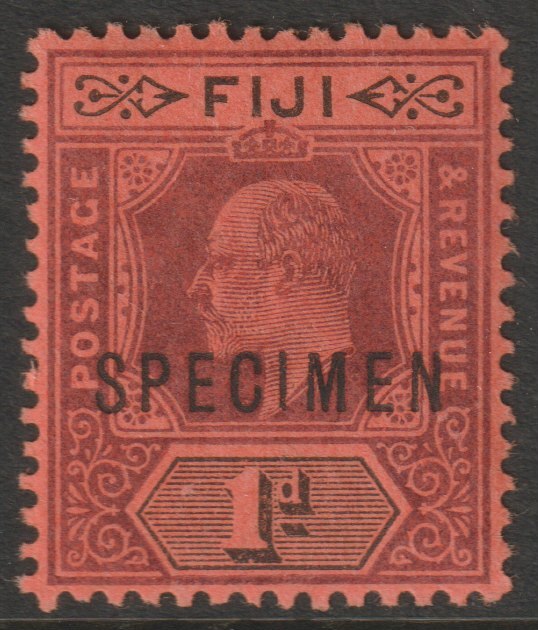 Fiji 1903 KE7 Key Plate Crown CA 1d overprinted SPECIMEN with gum and only about 750 produced SG 105s, stamps on , stamps on  stamps on specimens