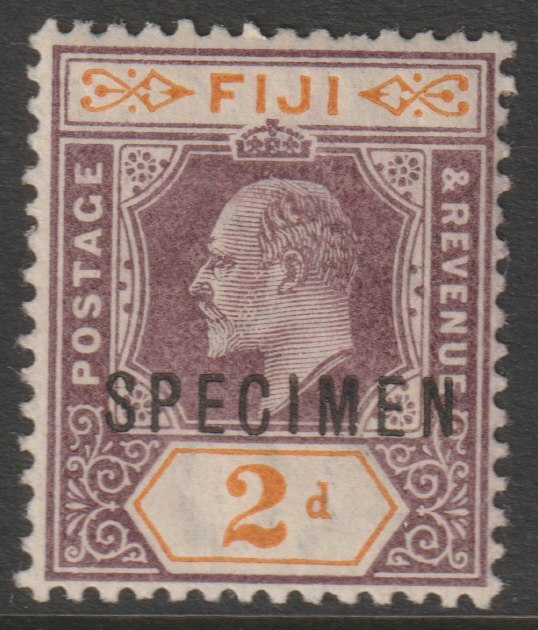 Fiji 1903 KE7 Key Plate Crown CA 2d overprinted SPECIMEN with gum and only about 750 produced SG 106s, stamps on specimens
