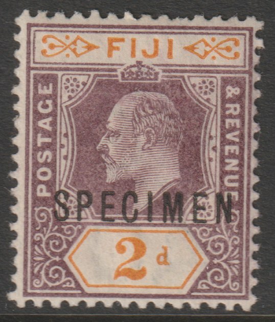 Fiji 1903 KE7 Key Plate Crown CA 2d overprinted SPECIMEN with gum and only about 750 produced SG 106s, stamps on , stamps on  stamps on specimens