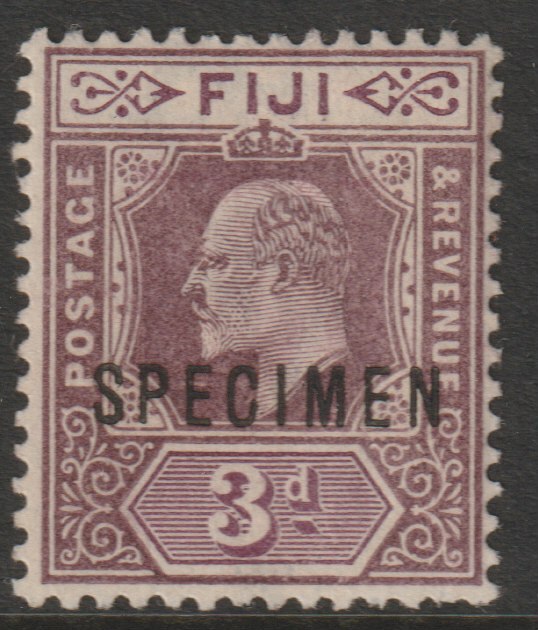 Fiji 1903 KE7 Key Plate Crown CA 3d overprinted SPECIMEN with gum and only about 750 produced SG 108s, stamps on , stamps on  stamps on specimens