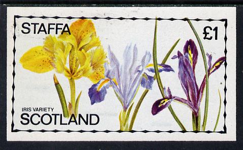 Staffa 1979 Irises imperf  souvenir sheet (£1 value) unmounted mint, stamps on flowers, stamps on iris