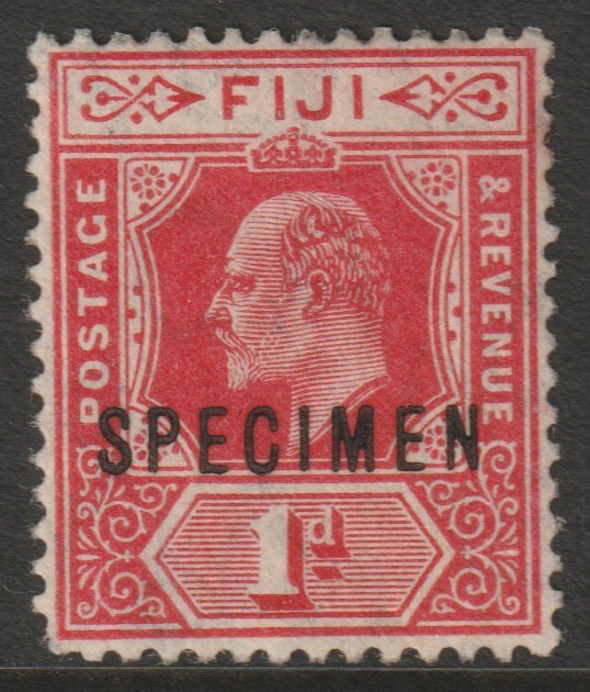 Fiji 1906 KE7 Key Plate MCA 1d overprinted SPECIMEN with gum and only about 750 produced SG 119s, stamps on , stamps on  stamps on specimens