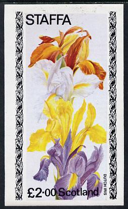 Staffa 1979 Irises imperf  deluxe sheet (£2 value) unmounted mint, stamps on flowers, stamps on iris