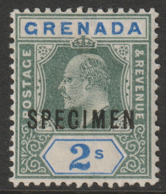 Grenada 1902 KE7 Crown CA Key Plate 2s overprinted SPECIMEN fine with gum and only about 750 produced SG 64s, stamps on specimens