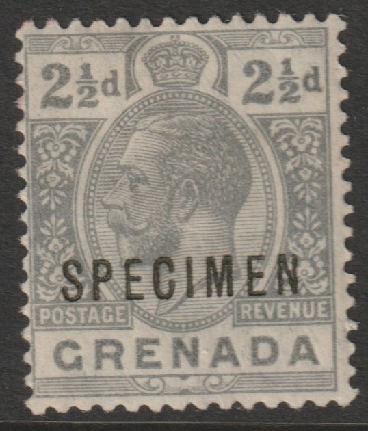 Grenada 1921 KG5 Script CA 2.5d grey overprinted SPECIMEN (type D12) with gum and only about 400 produced SG 117s, stamps on , stamps on  stamps on specimens