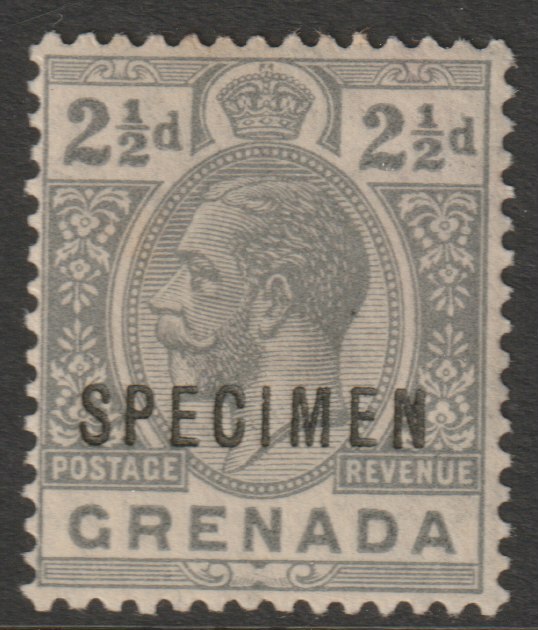 Grenada 1921 KG5 Script CA 2.5d grey overprinted SPECIMEN (type D12) with gum and only about 400 produced SG 117s, stamps on , stamps on  stamps on specimens