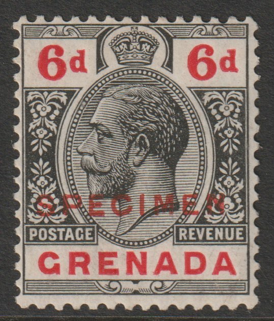 Grenada 1921 KG5 Script CA 6d overprinted SPECIMEN (type D16) fine with gum and only about 400 produced SG 126s, stamps on , stamps on  stamps on specimens