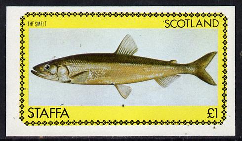Staffa 1979 Fish #04 (Smelt) imperf  souvenir sheet (£1 value) unmounted mint, stamps on fish     marine-life