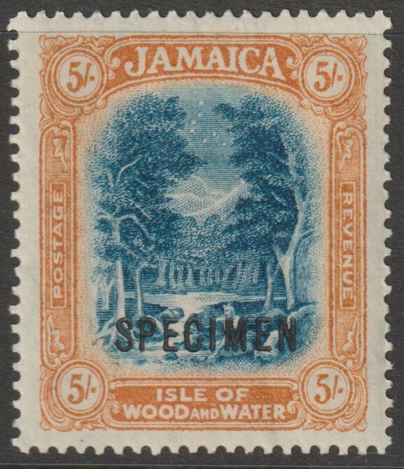Jamaica 1919 KG5 Pictorial MCA 5s overprinted SPECIMEN fine with gum and only about 400 produced SG 88s, stamps on , stamps on  stamps on specimens