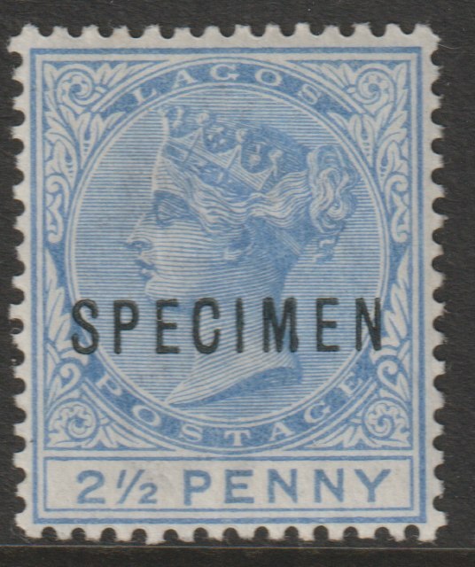 Lagos 1887 QV Crown CA 2.5d overprinted SPECIMEN very fine with gum and only about 750 produced SG 31s, stamps on specimens
