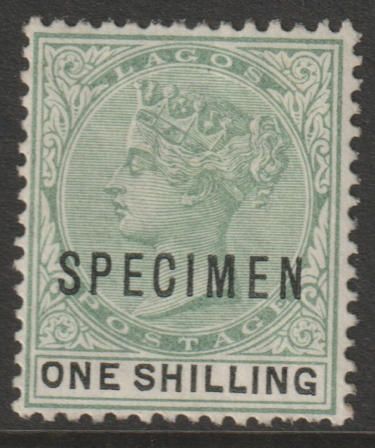 Lagos 1887 QV Crown CA 1s overprinted SPECIMEN very fine with gum and only about 750 produced SG 38s, stamps on , stamps on  stamps on specimens