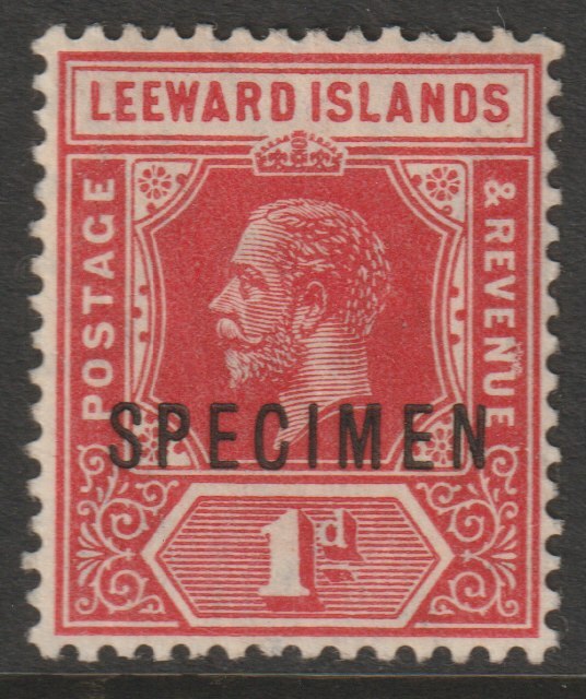 Leeward Islands 1912 KG5 MCA 1d overprinted SPECIMEN with gum only about 400 produced SG 48s, stamps on specimens