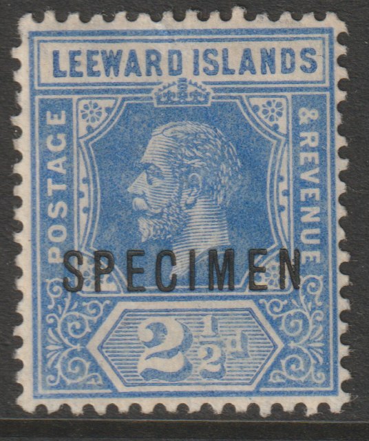 Leeward Islands 1912 KG5 MCA 2.5d overprinted SPECIMEN with gum only about 400 produced SG 50s, stamps on specimens