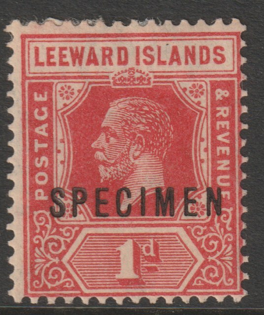 Leeward Islands 1921 KG5 Multiple Script 1d carmine overprinted SPECIMEN with gum only about 400 produced SG 60s, stamps on , stamps on  stamps on specimens