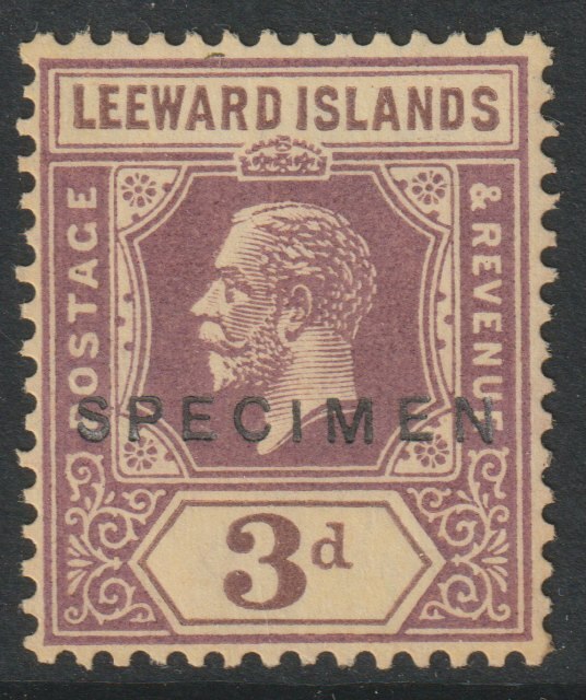 Leeward Islands 1921 KG5 Multiple Script 3d overprinted SPECIMEN with gum only about 400 produced SG 69s, stamps on , stamps on  stamps on specimens