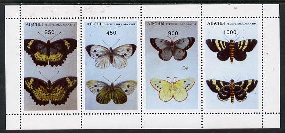 Abkhazia 1996 Butterflies perf sheetlet containing set of 4 values unmounted mint, stamps on , stamps on  stamps on butterflies