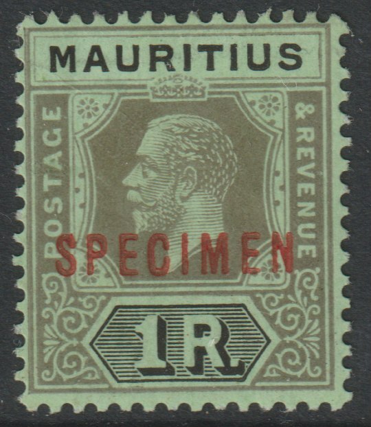 Mauritius 1921 KG5 Multiple Script 1R die II overprinted SPECIMEN fine with gum and only about 400 produced SG 238s, stamps on , stamps on  stamps on specimens