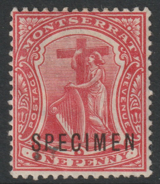 Montserrat 1908 Device of Colony MCA 1d overprinted SPECIMEN with gum and only about 400 produced SG 36s, stamps on specimens