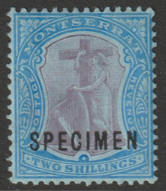 Montserrat 1908 Device of Colony MCA 2s overprinted SPECIMEN with gum and only about 400 produced SG 45s, stamps on specimens