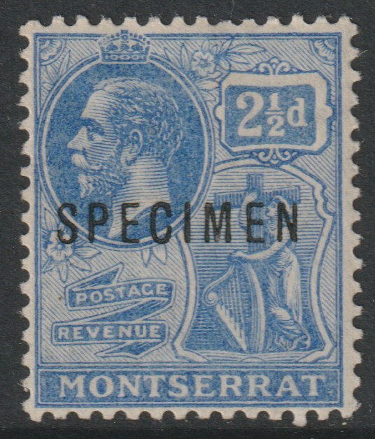 Montserrat 1922 KG5 Multiple Script 2.5d overprinted SPECIMEN (type D12) with gum and only about 400 produced SG 71s, stamps on specimens