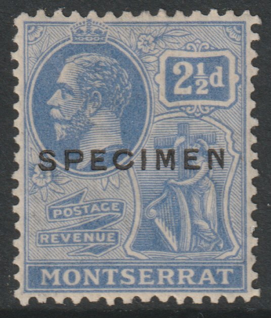 Montserrat 1922 KG5 Multiple Script 2.5d overprinted SPECIMEN (type D16) with gum and only about 400 produced SG 71as, stamps on specimens