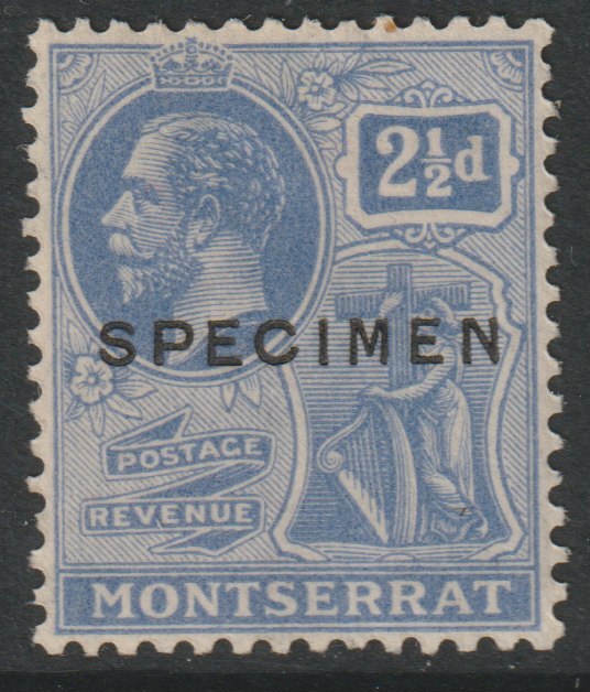 Montserrat 1922 KG5 Multiple Script 2.5d overprinted SPECIMEN (type D16) with gum and only about 400 produced SG 71as, stamps on , stamps on  stamps on specimens